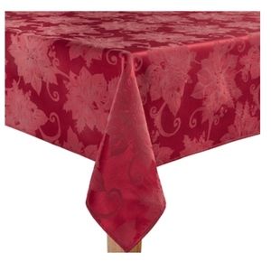 Solid Red Poinsettia Tablecloth- Christmas